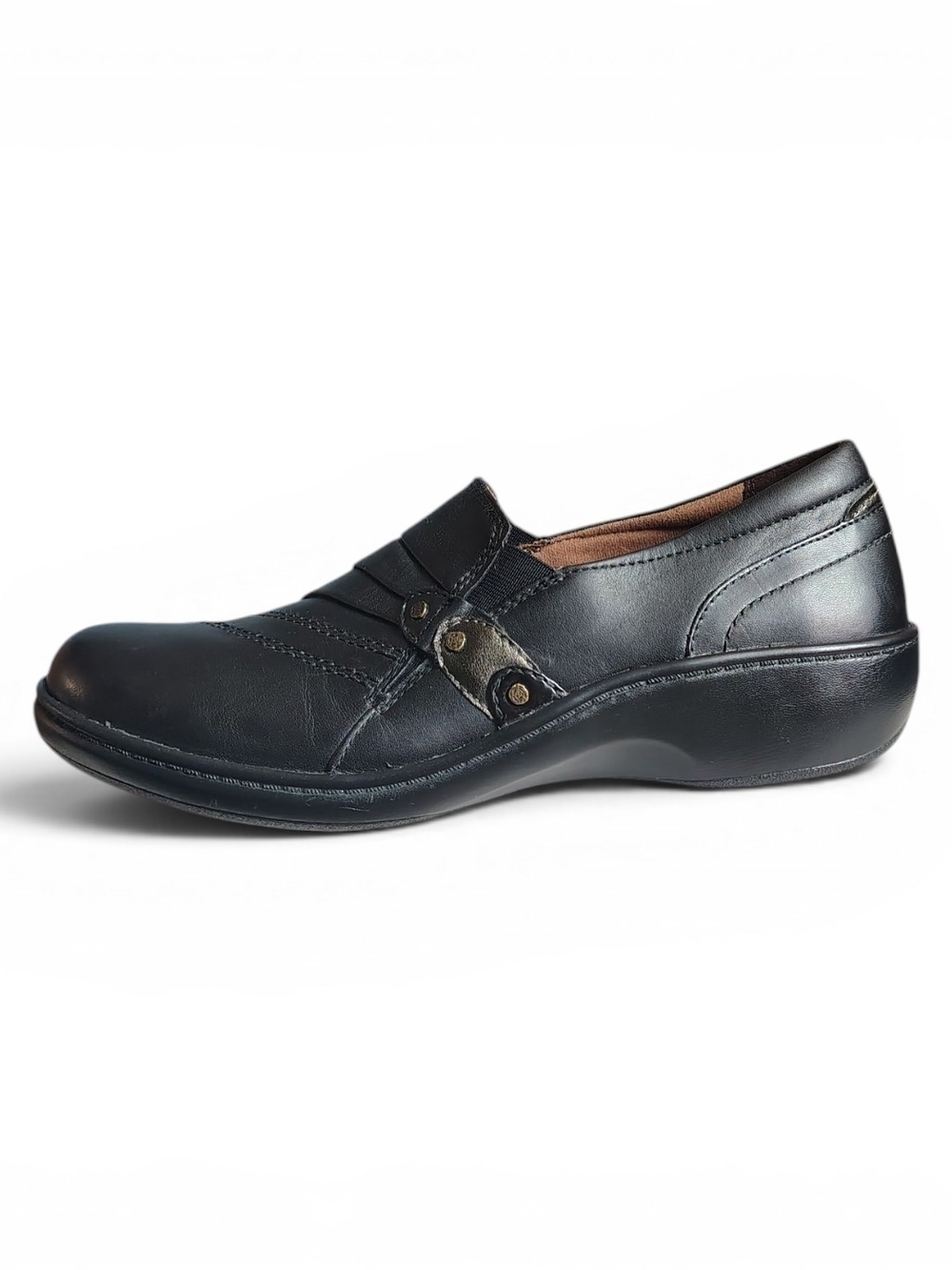 Aravon Women's Duxbury Danielle Black Leather Slip-on Loafer Shoes Size 9.5 2A